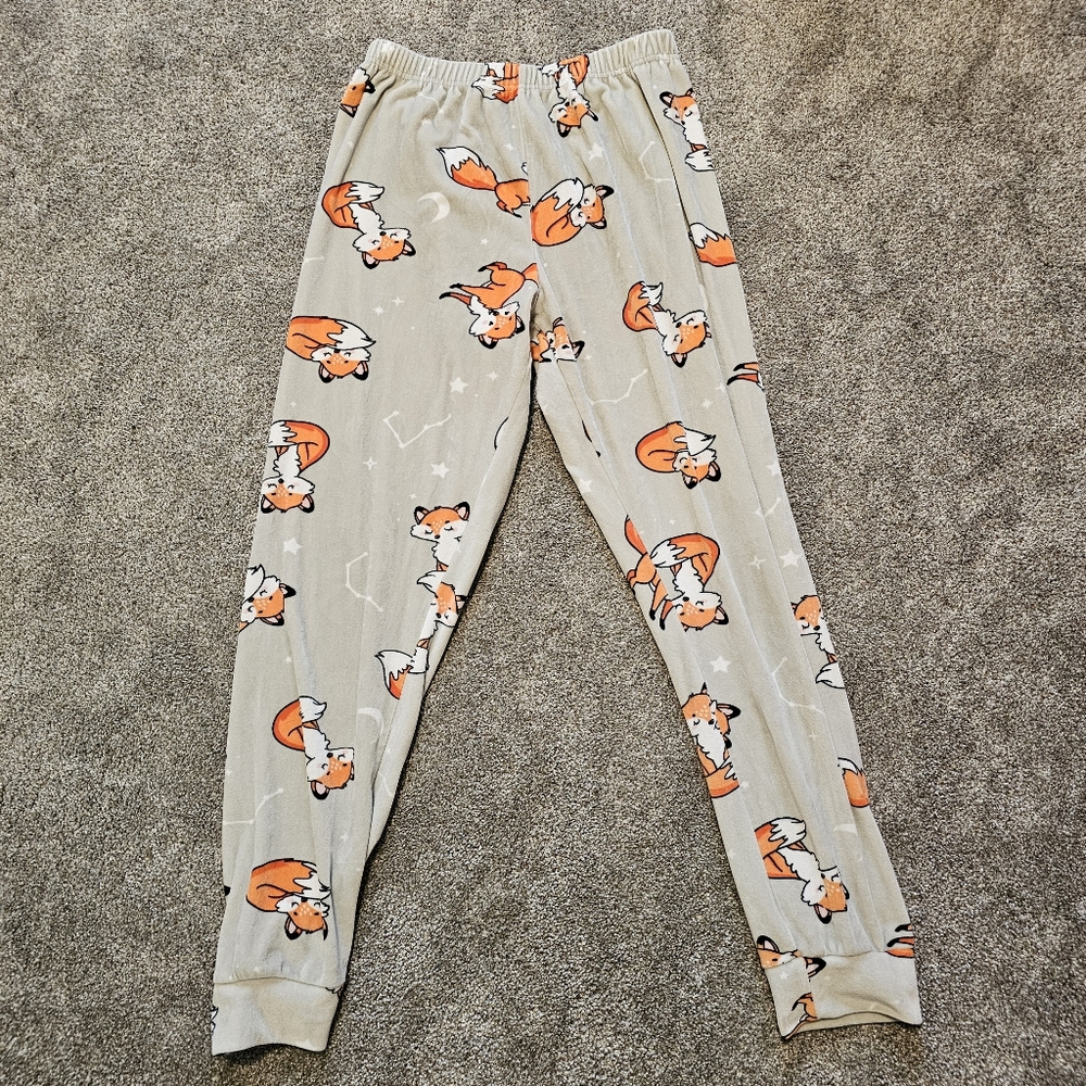 Adorable Fox Print Velour Lounge Pants